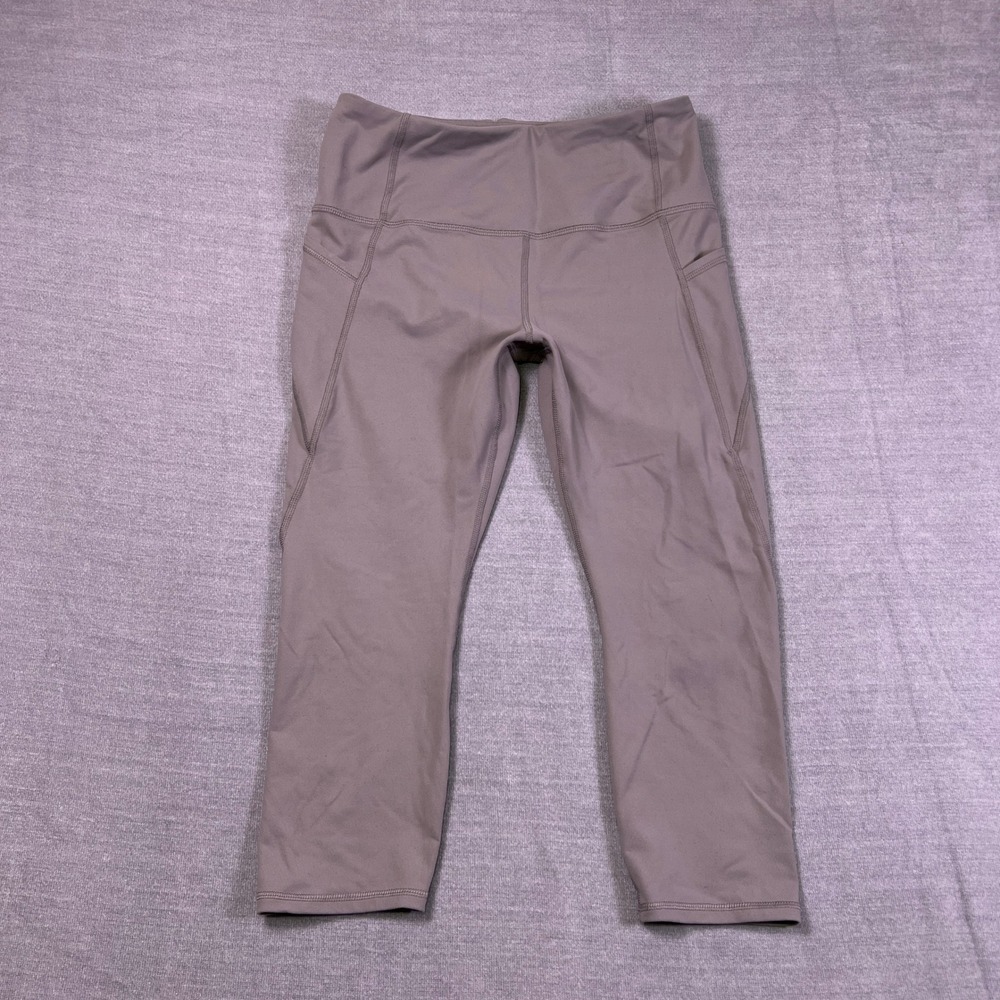 RBX Active Cropped Pocket High Rise Leggings Women Large‎ Light Gray Nylon